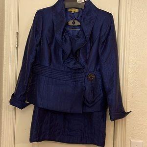 Kasper Special Occasion Navy Blue Skirt Set Size 12.